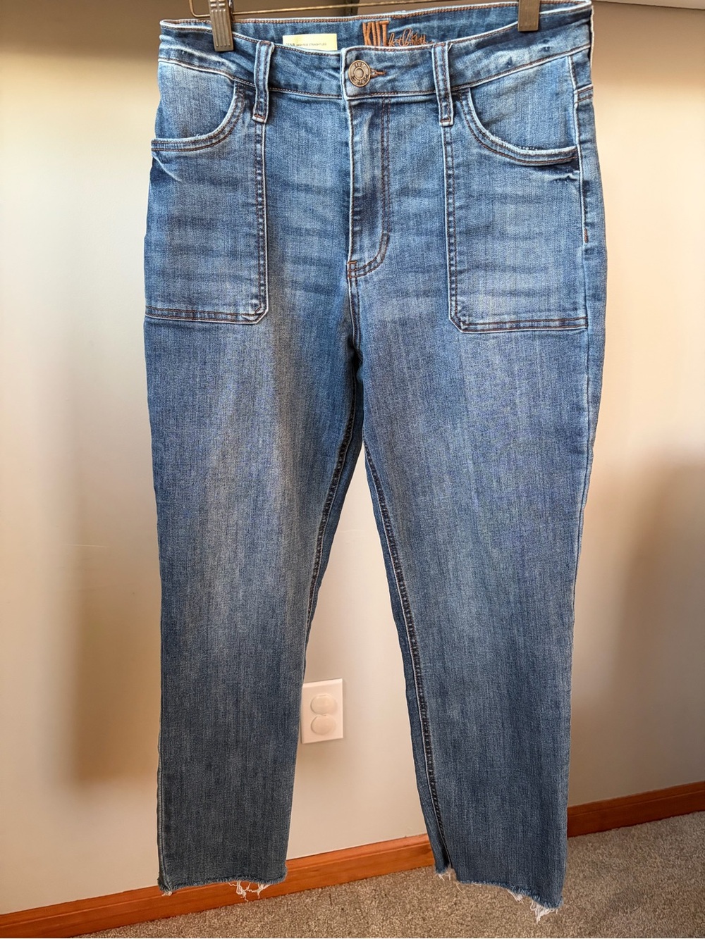 KUT from the Kloth Rena High Rise Straight Leg Raw Hem Ankle Croped Jeans 10 EUC